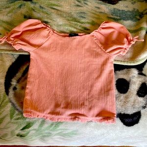 Brand is forever 21, size is 9-10, and the color is a salmon pink color.